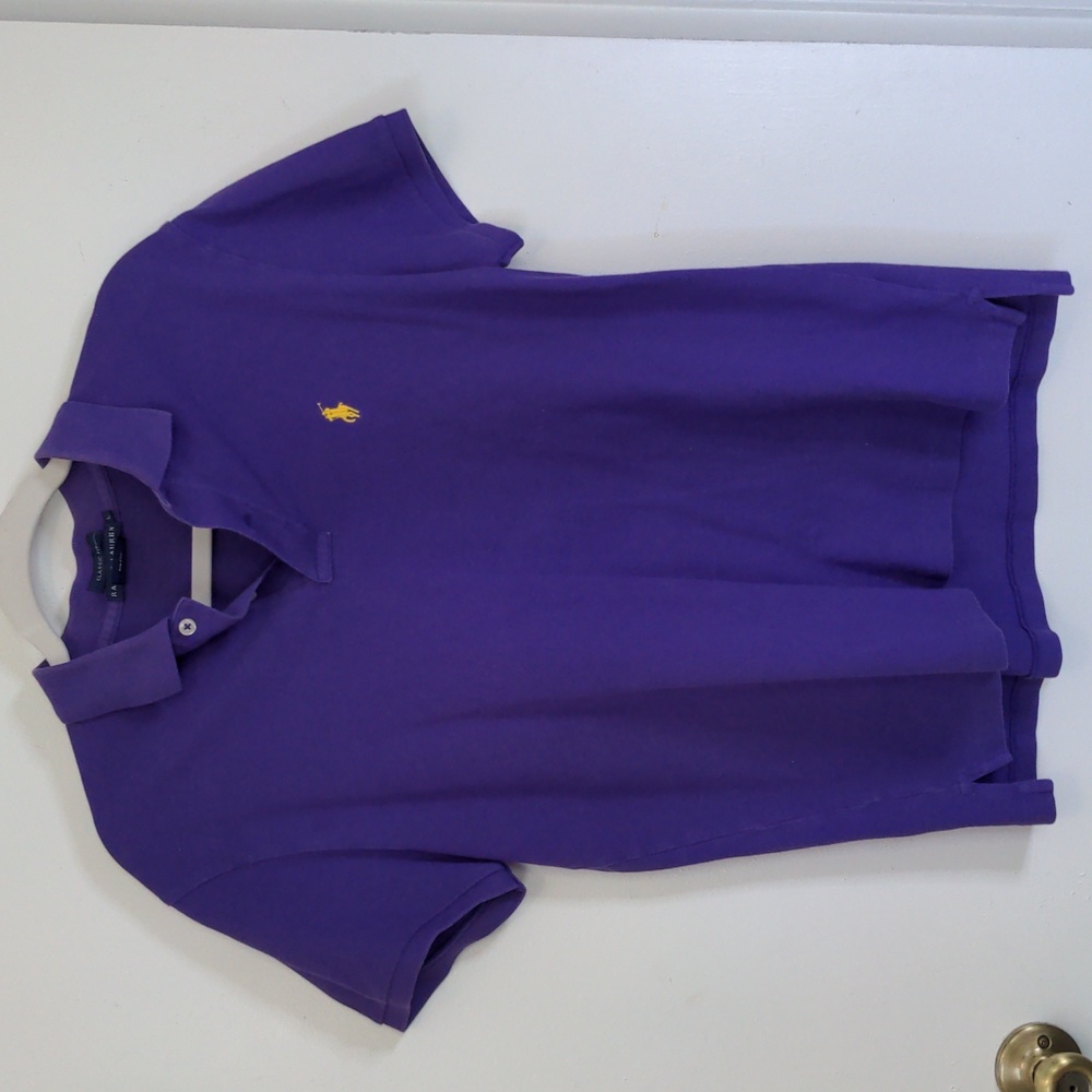 *Rare* Ralph Lauren purple & yellow classic fit women's polo sz L